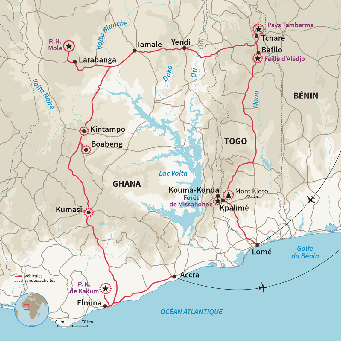 Carte Ghana : A la découverte du Togo & du Ghana