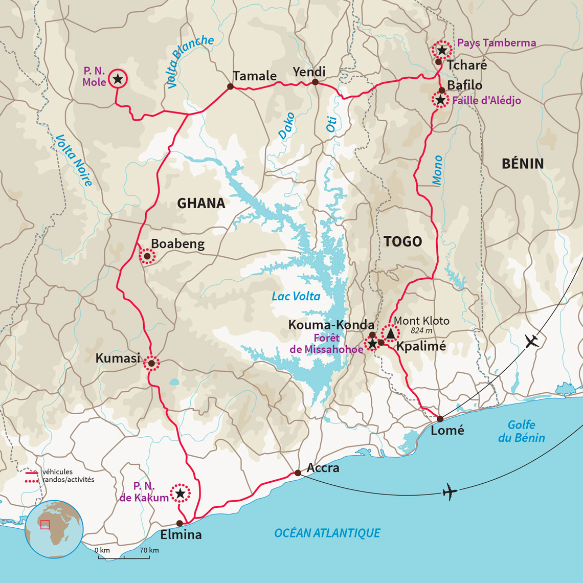 Carte Ghana : A la découverte du Togo & du Ghana