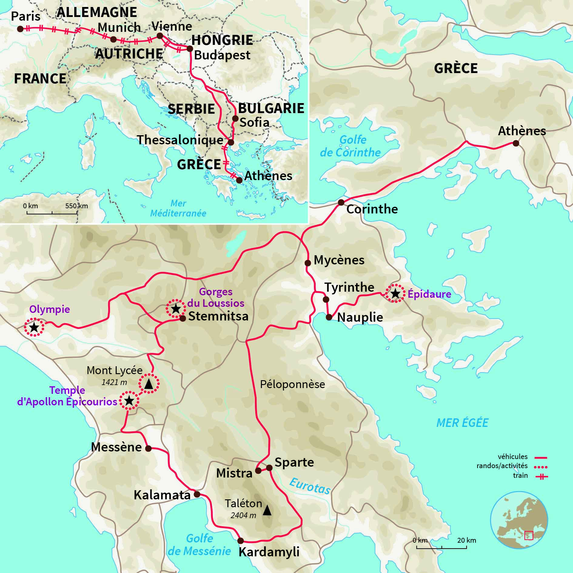 Carte Grèce : Chemins et cités de légende (A/R en train) 
