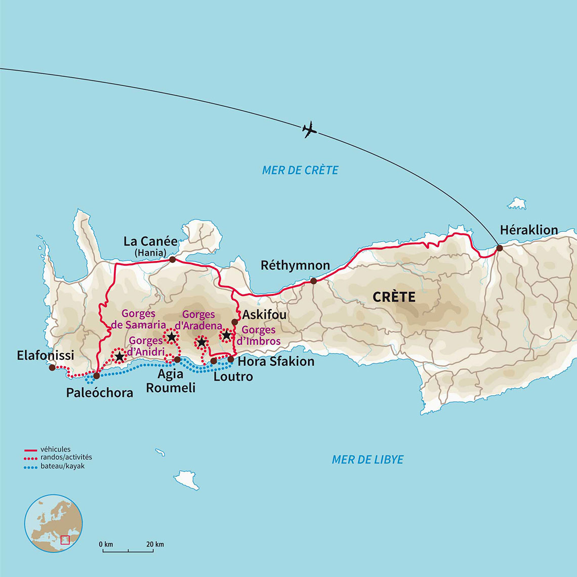 Carte Grèce : La Crète en famille : l'odyssée des dieux