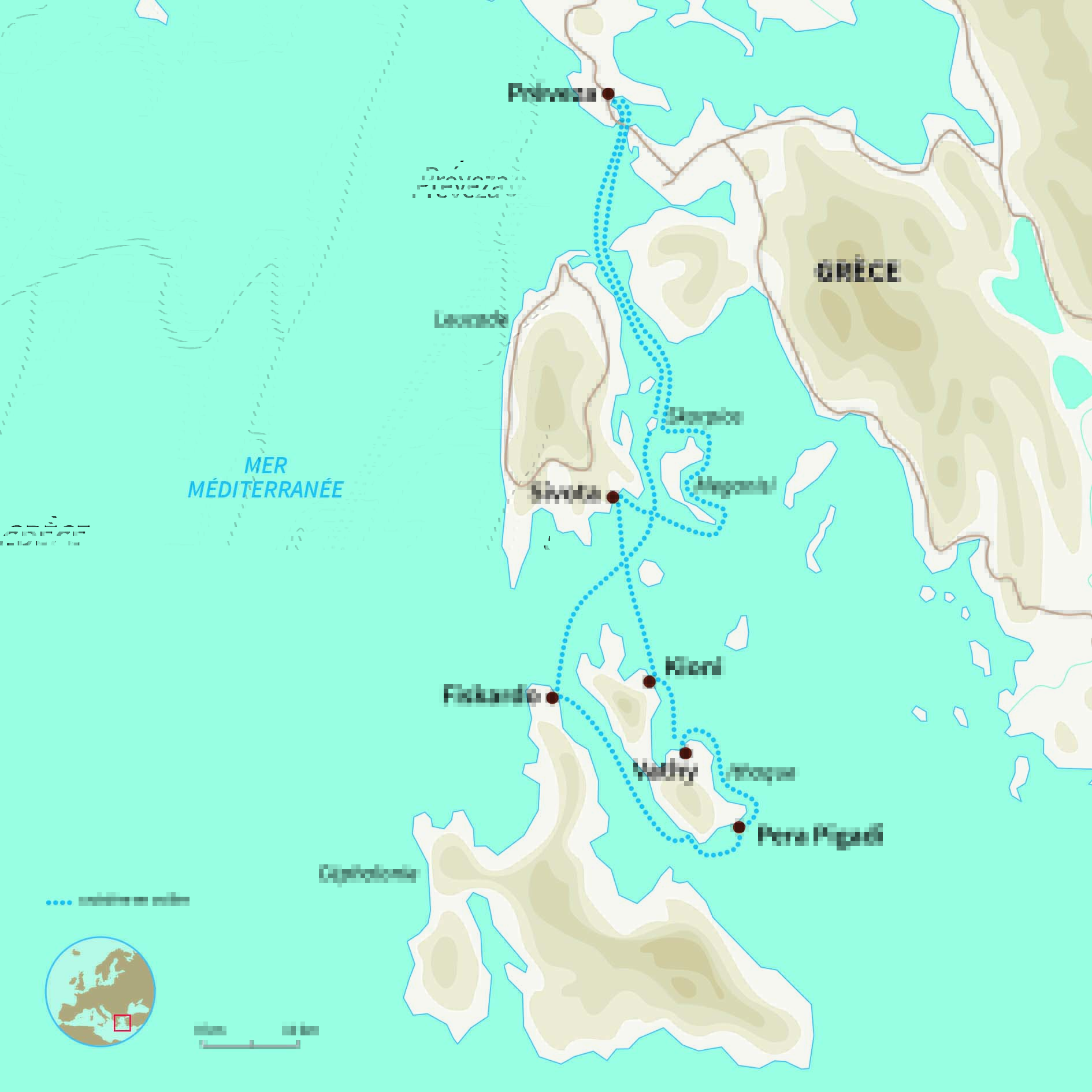 Carte Grèce : Un voilier au pays d'Ulysse