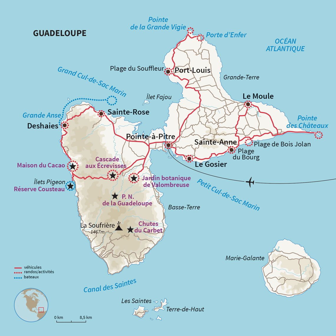 Carte Guadeloupe : Couleurs créoles (accessible PMR)