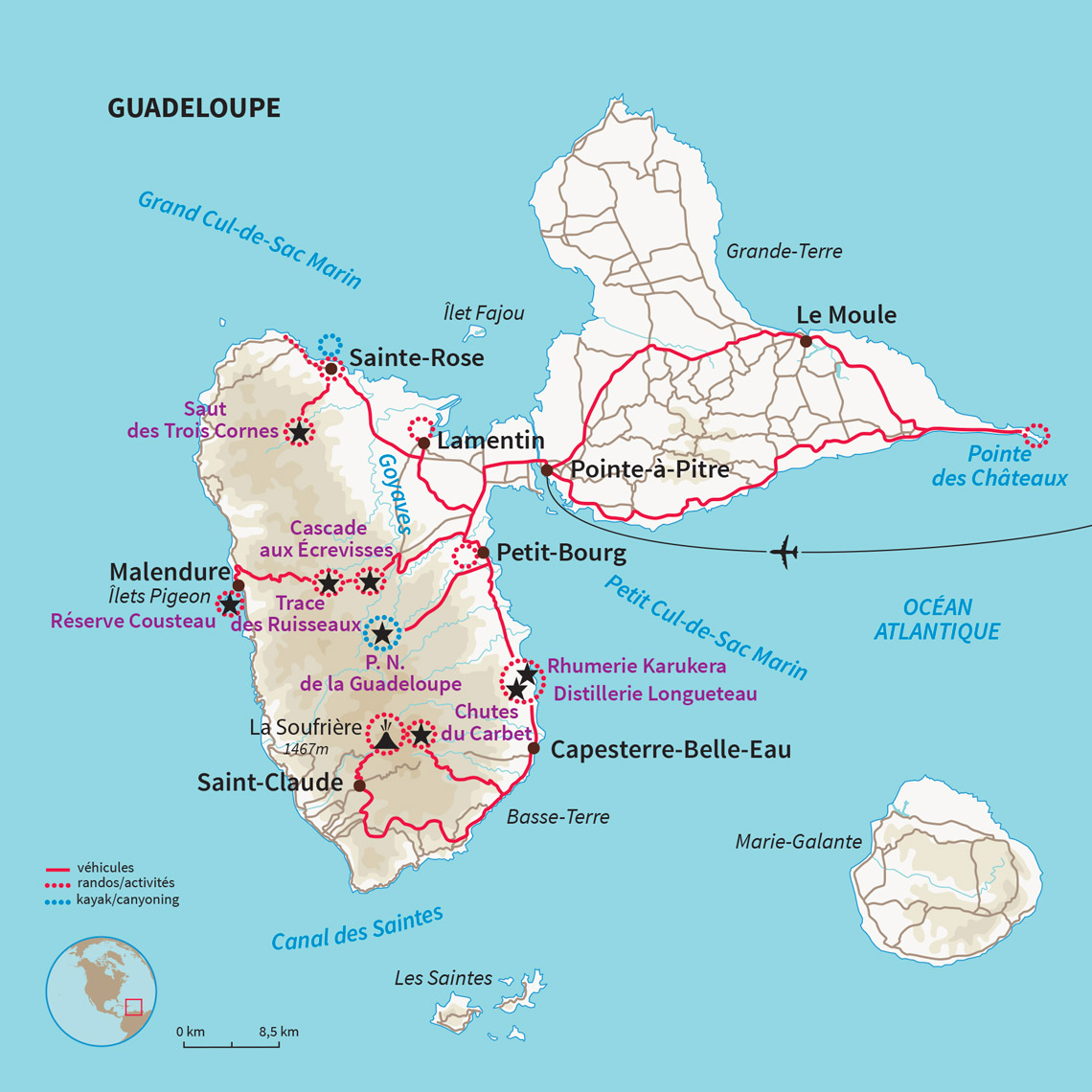 Carte Guadeloupe : Cocktail d'aventures en Guadeloupe