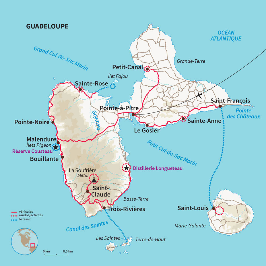Carte Guadeloupe : Cocktail d'aventures en Guadeloupe
