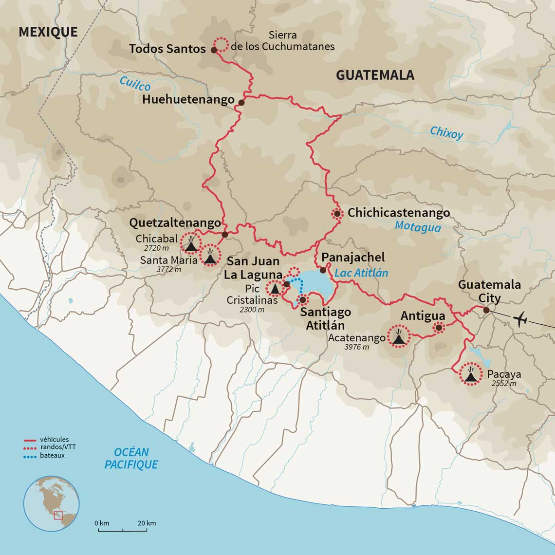 Carte Guatemala : Volcans & Altiplano
