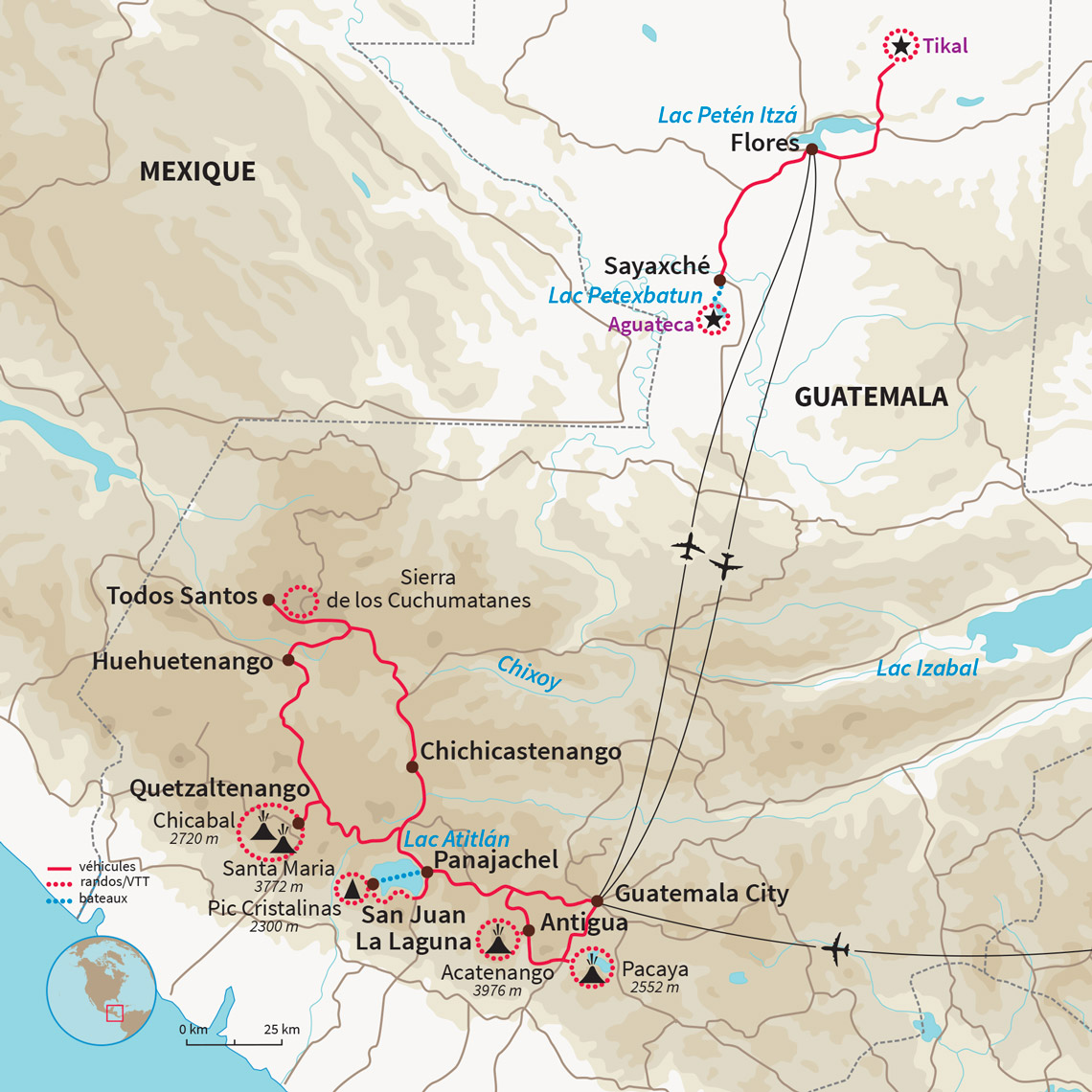 Carte Guatemala : Volcans, Altiplano & Jungle