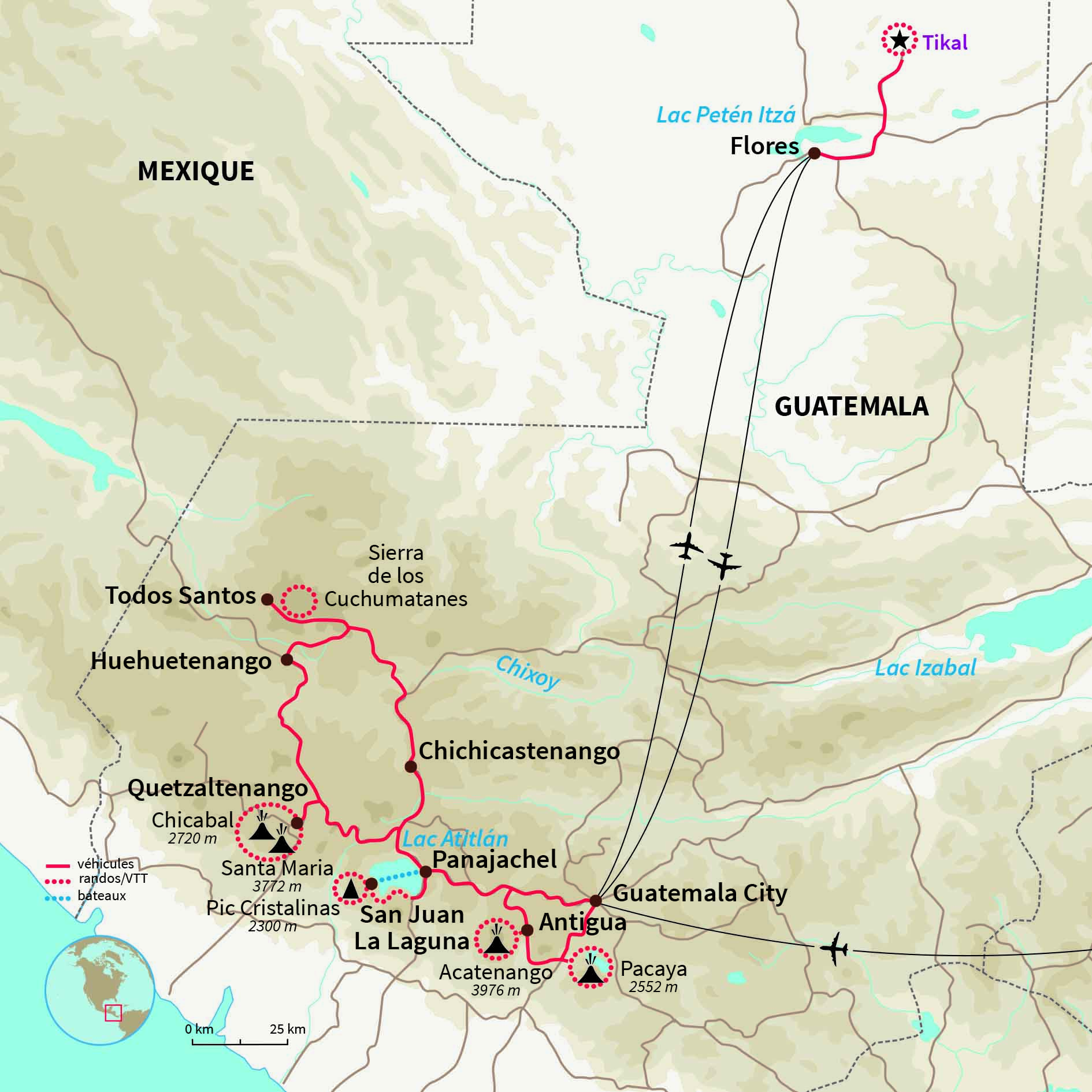 Carte Guatemala : Volcans, jungle & cités perdues