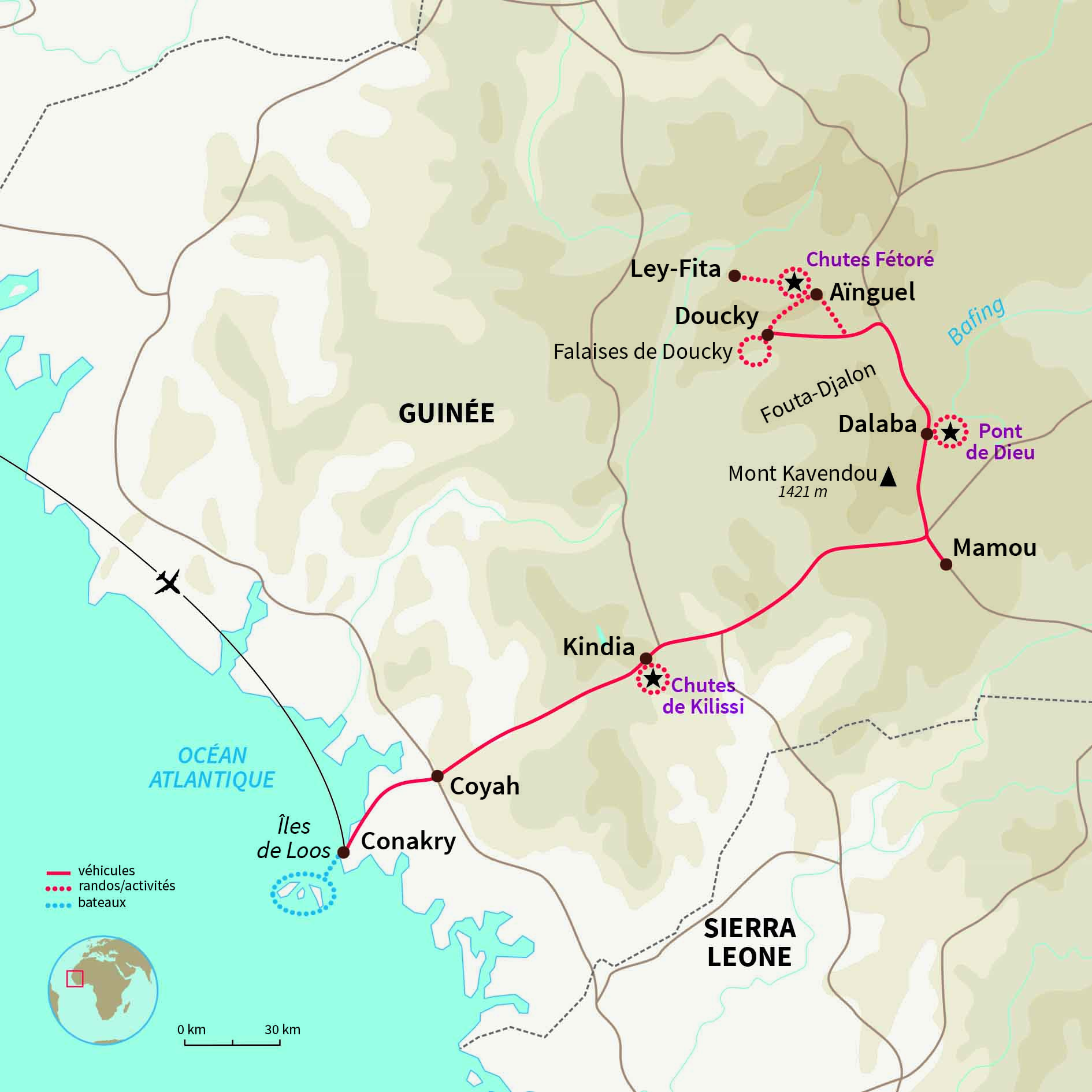 Carte Guinée : La Guinée, entre randos & rencontres ! 