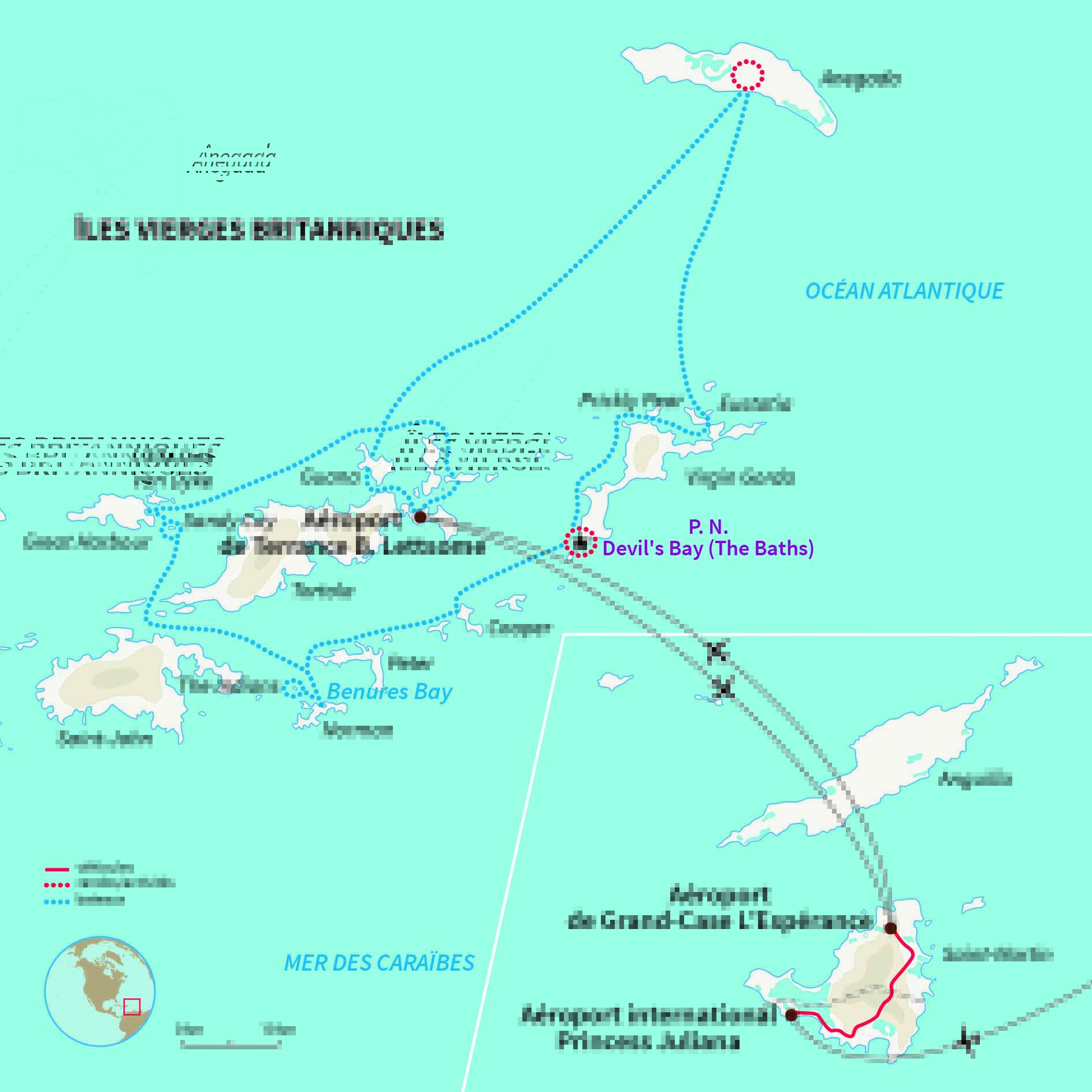 Carte Iles vierges (anglaise) : Cabotage en îles Vierges