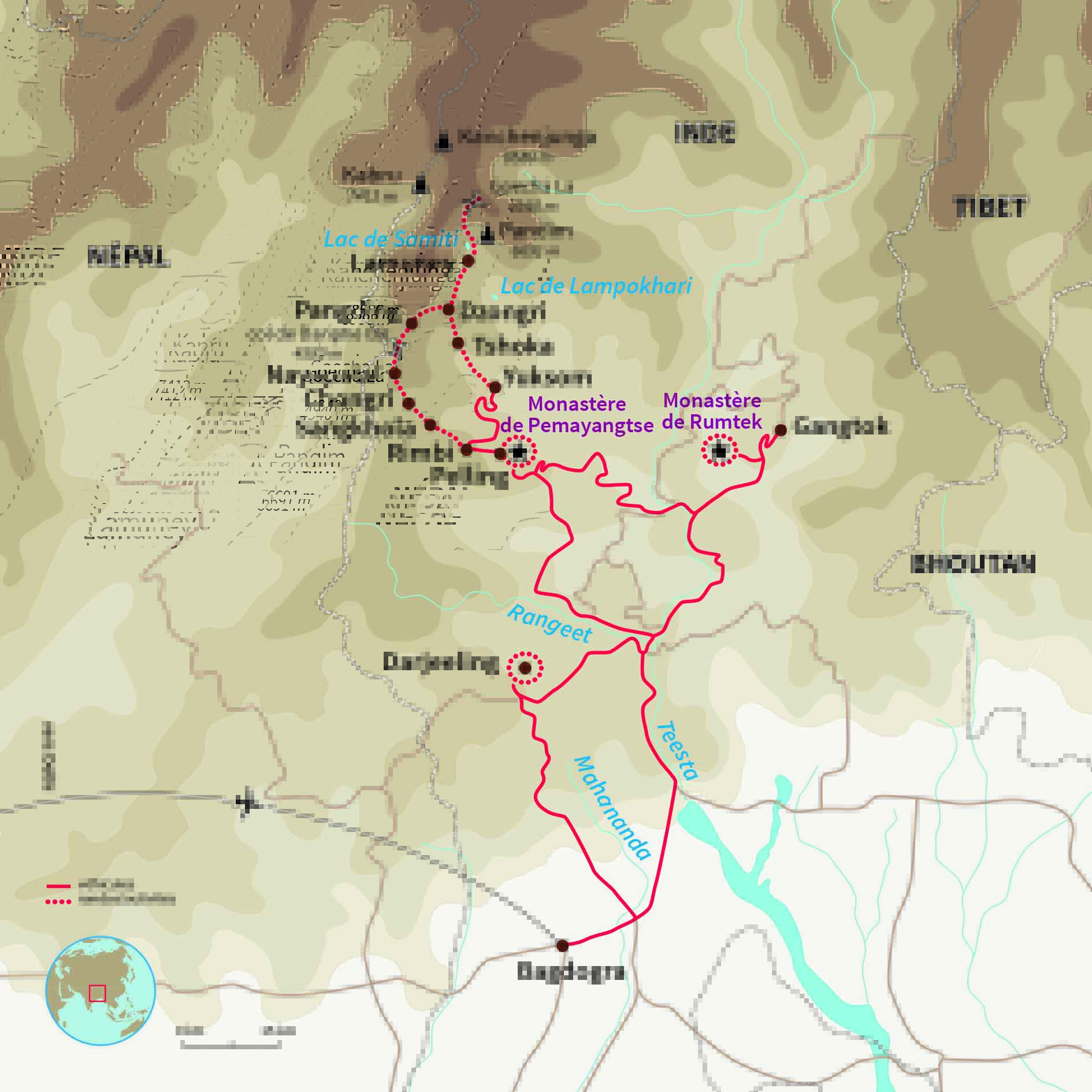 Carte Inde : Trek dans le royaume oublié du Sikkim