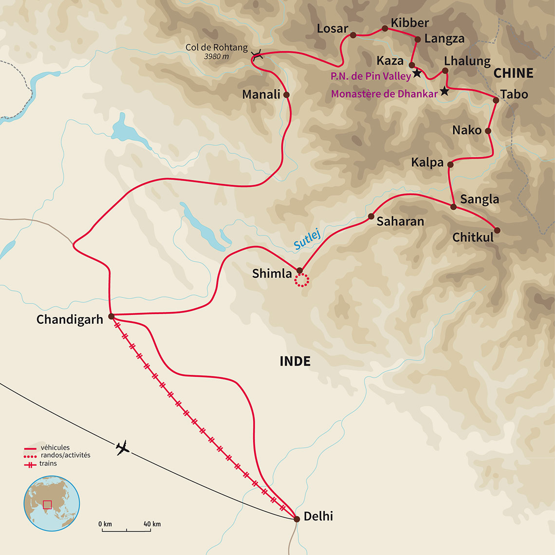 Carte Inde : Le Spiti par la Transhimalayenne