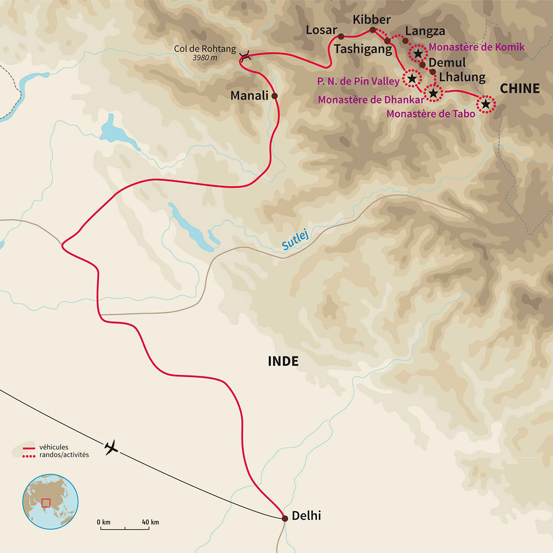 Carte Inde : Spiti : Trek au petit Tibet !