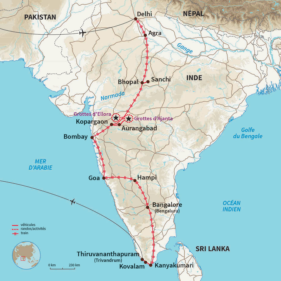 Carte Inde : L’Inde dans les grandes lignes