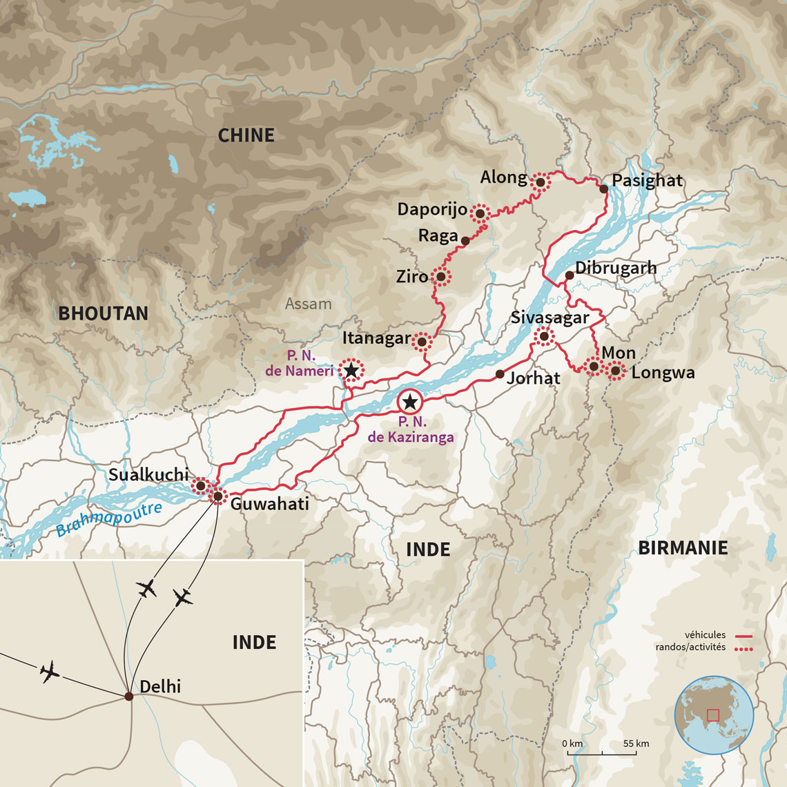 Carte Inde : Immersion tribale et safari à Kaziranga