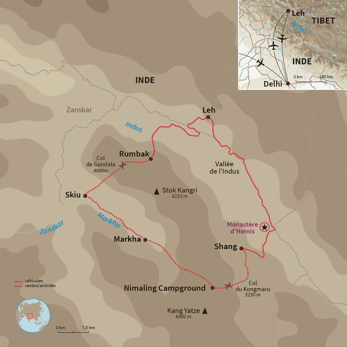 Carte Inde : Sept camps au Petit Tibet