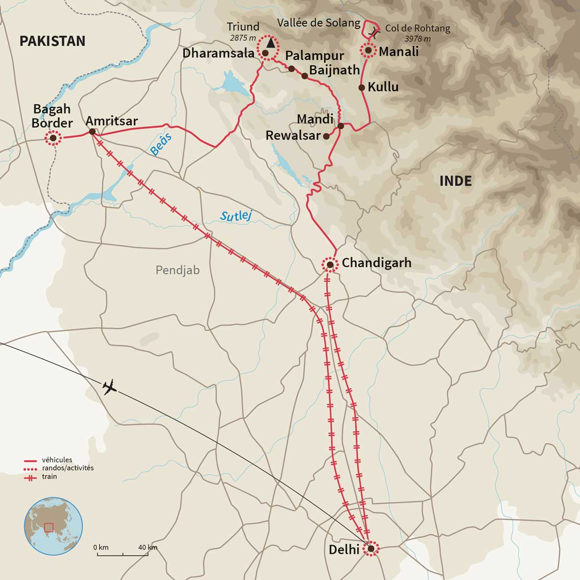 Carte Inde : Merveilles des contreforts Himalayens