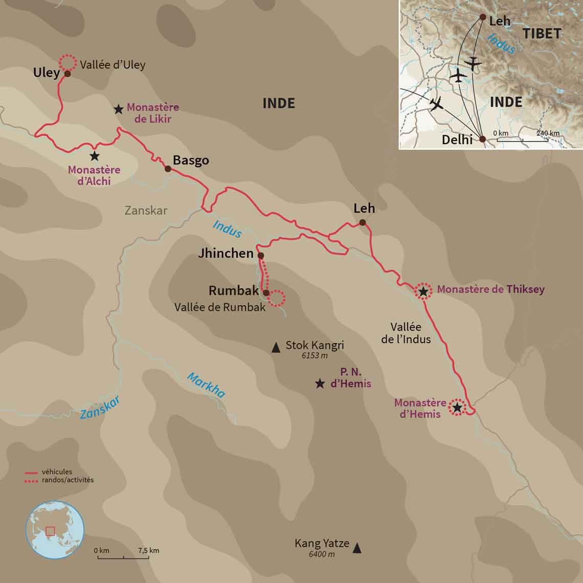 Carte Inde : Sur les traces de la panthère des neiges