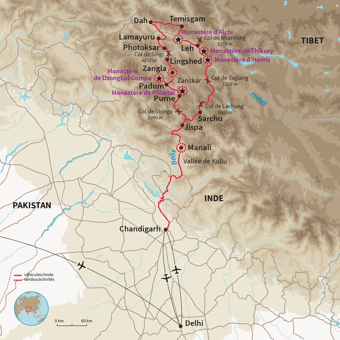 Carte Inde : Du Zanskar au Ladakh en Royal Enfield 