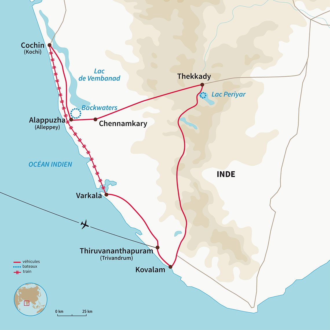 Carte Inde : L'unique Kerala