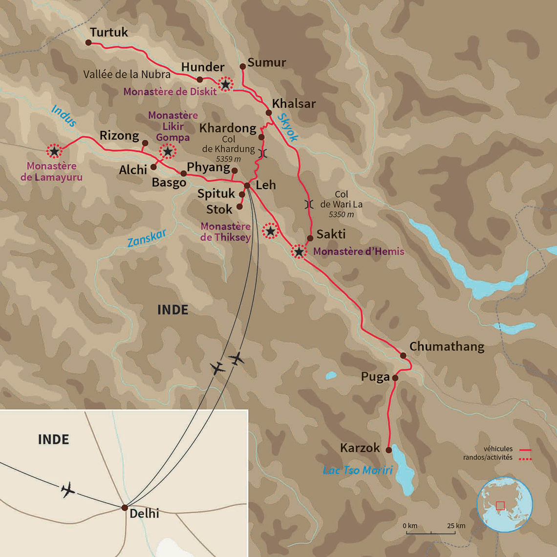 Carte Inde : Le Ladakh en douceur