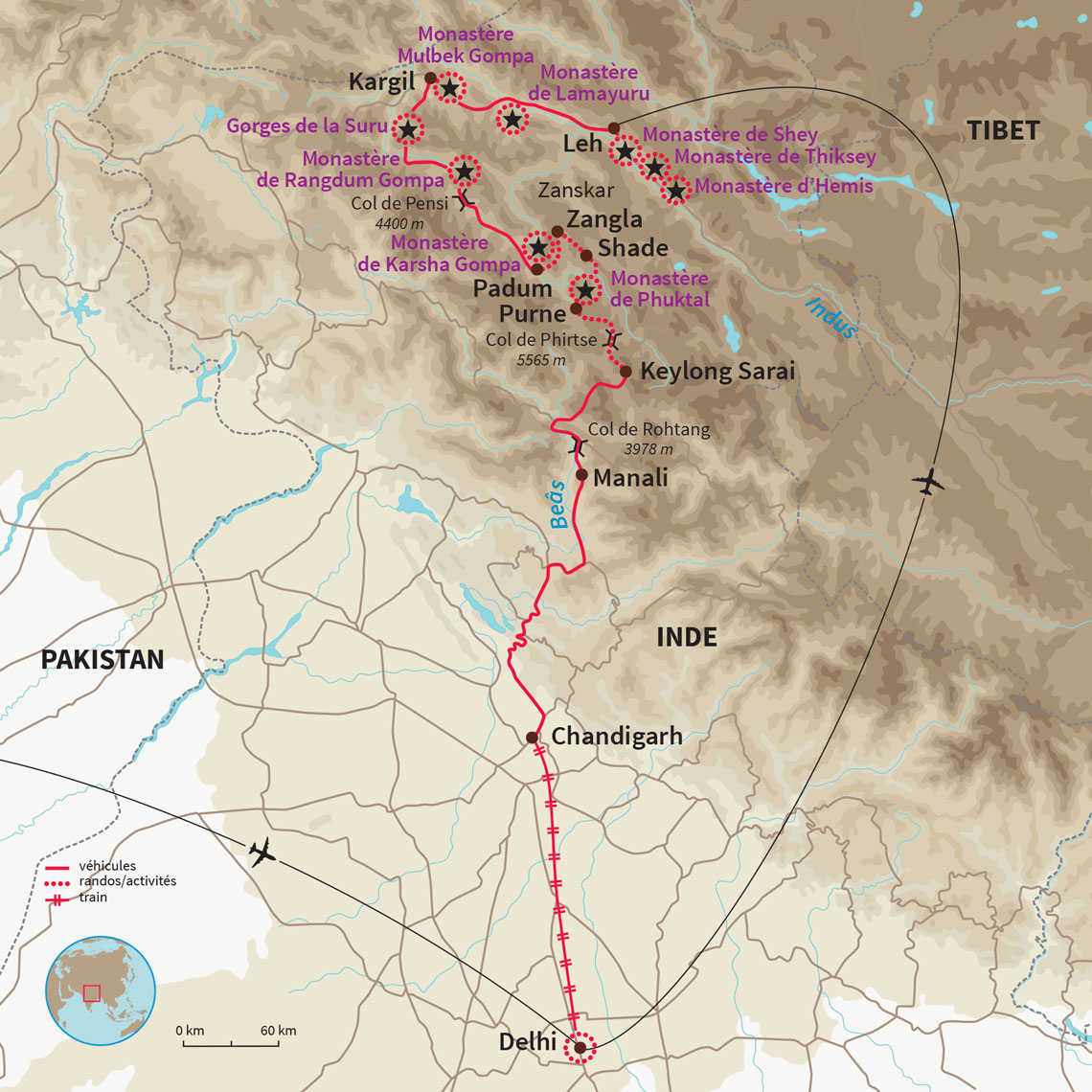 Carte Inde : Ladakh et Zanskar, authentique bout du monde