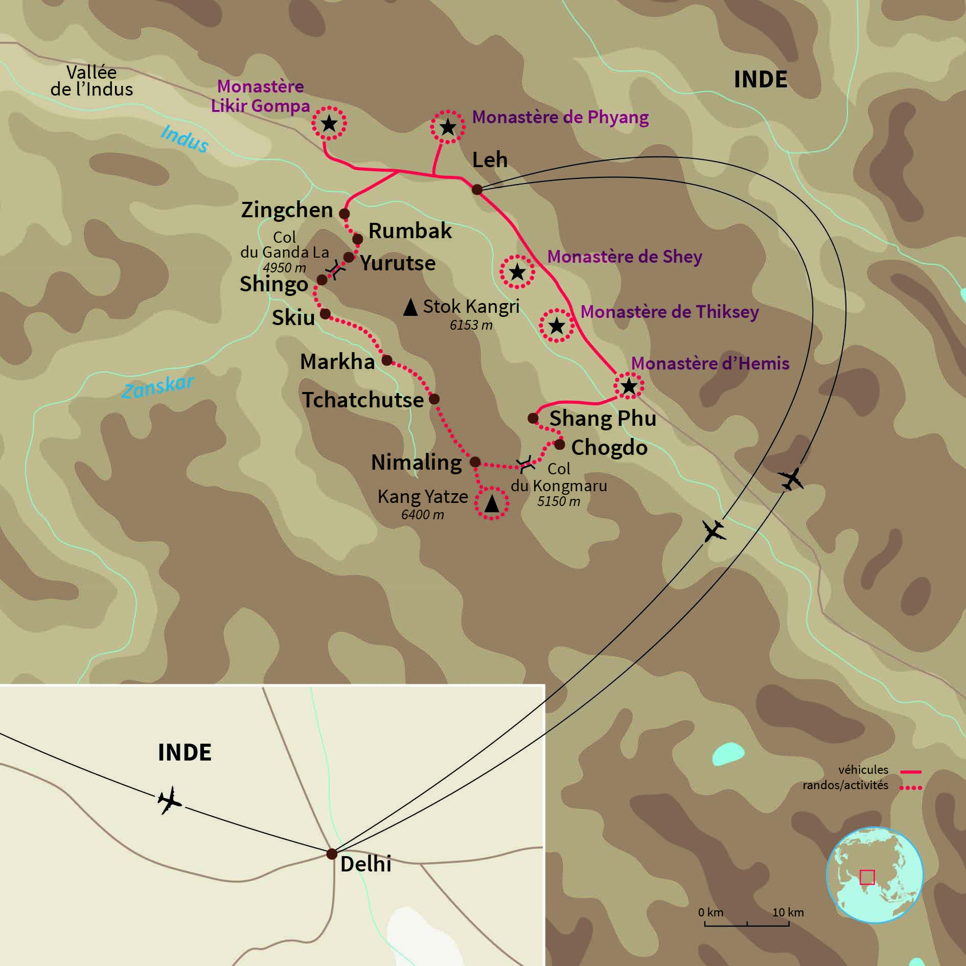 Carte Inde : Mon premier 6000 au Ladakh