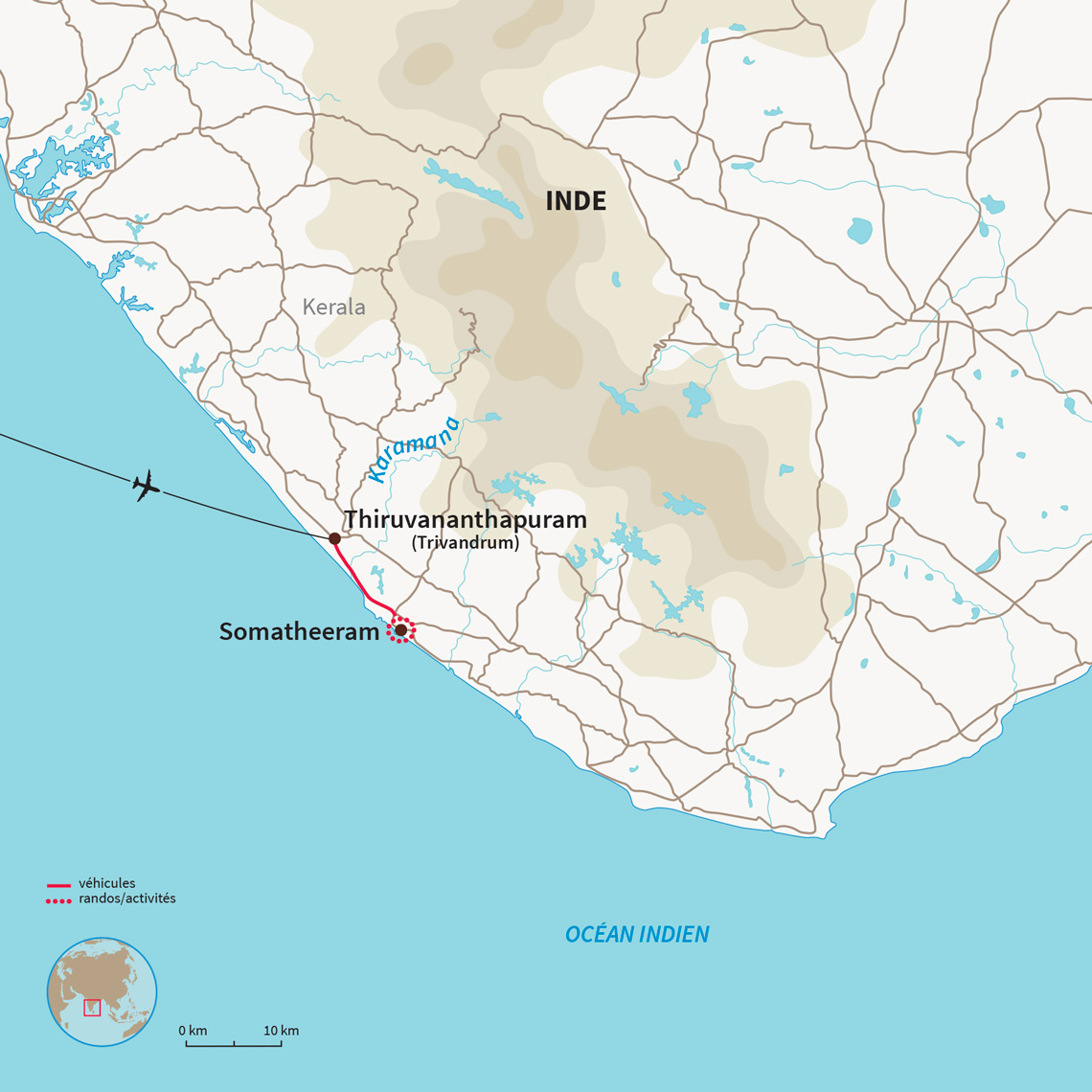 Carte Inde : Sous les cocotiers du Kerala