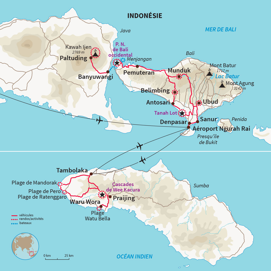 Carte Indonésie : Bali, comme une étoile… de mer