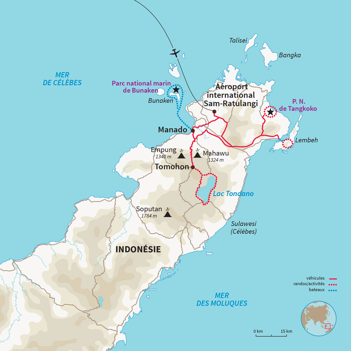 Carte Indonésie : Entre terre et mer, aventure Nord Sulawesi