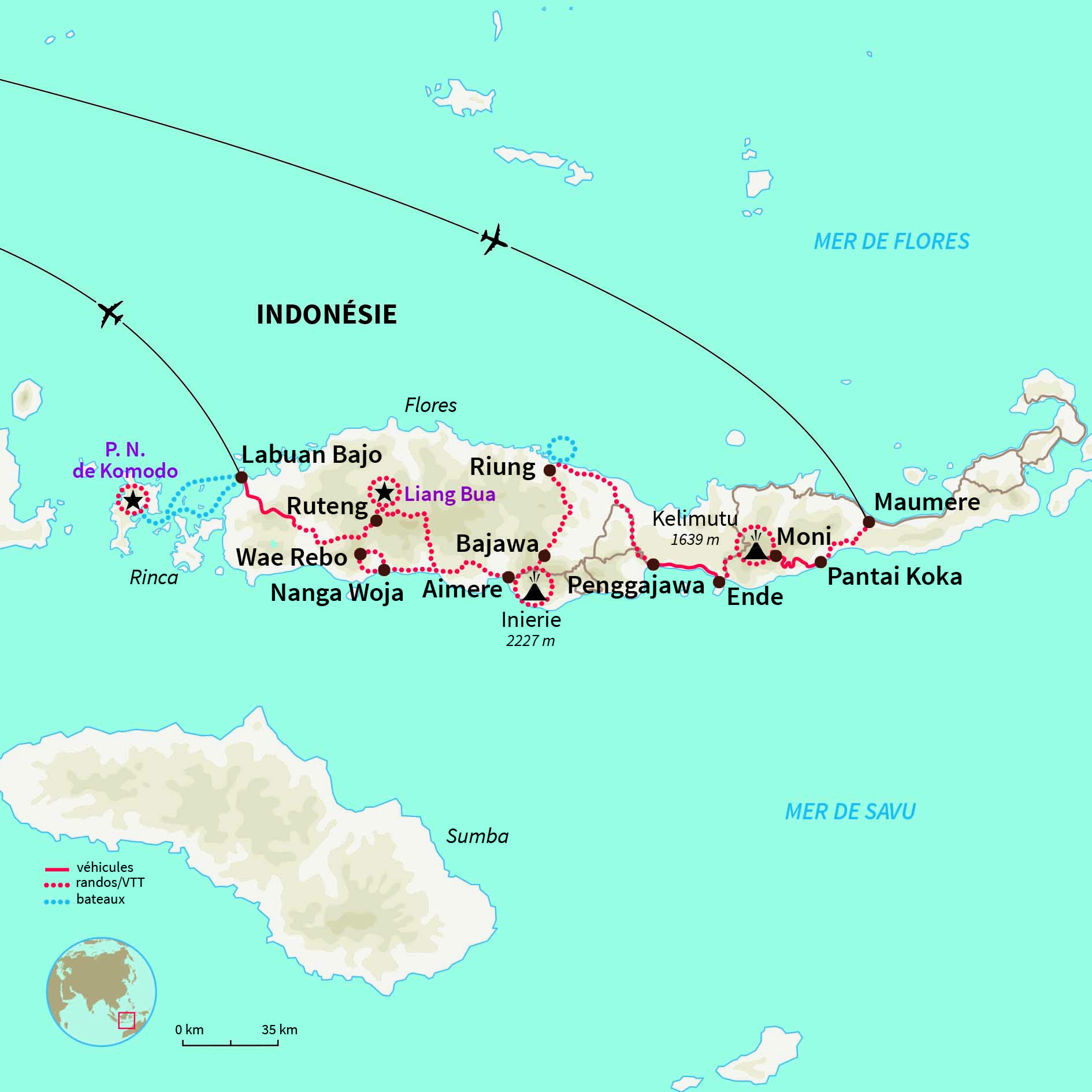Carte Indonésie : Belle échappée à Florès (e-VTT)