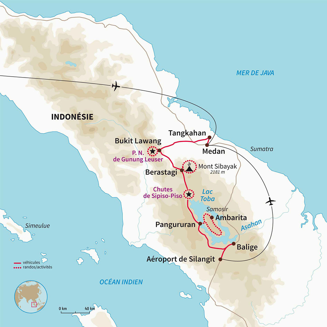 Carte Indonésie : Sumatra ou la vie sauvage ! 