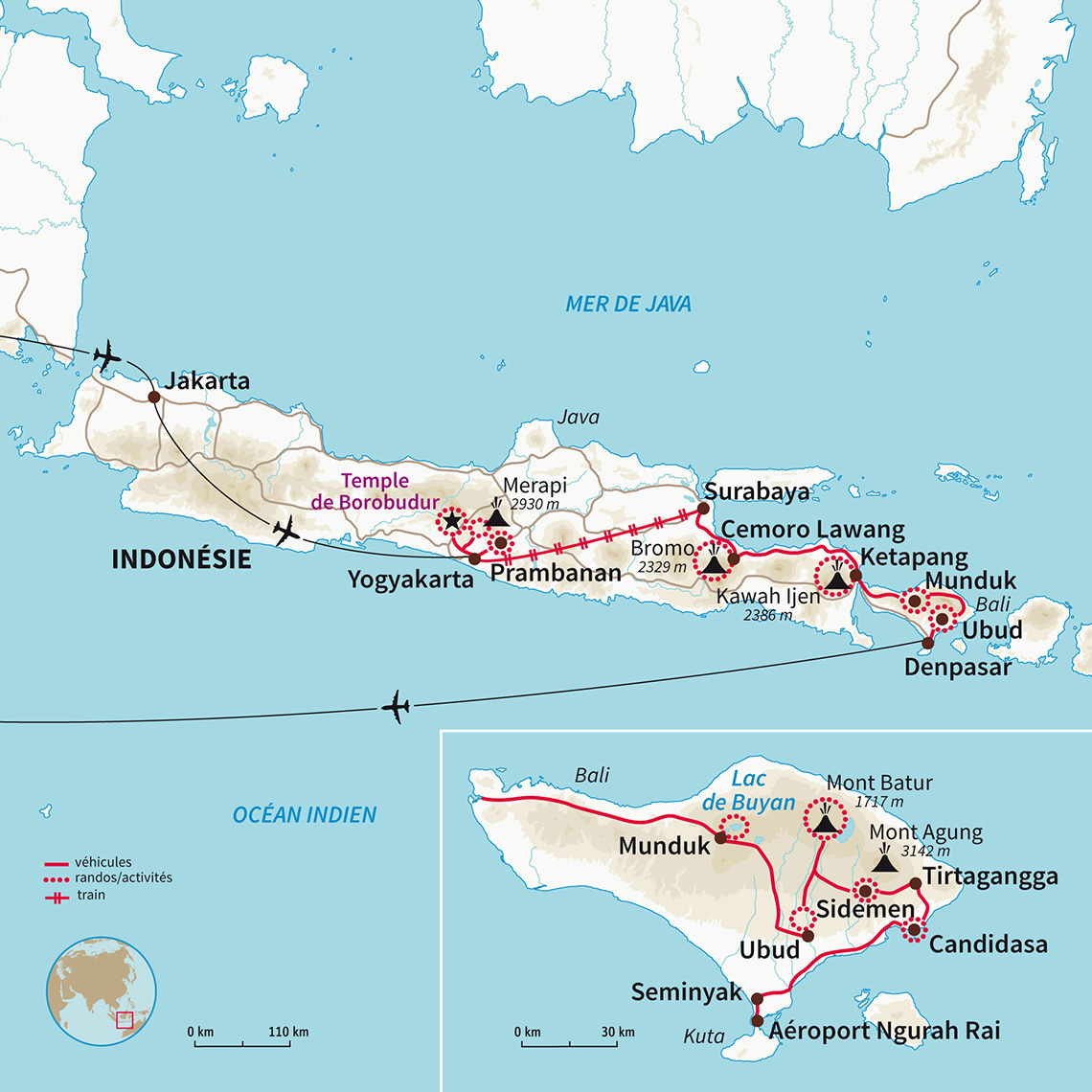 Carte Indonésie : La ronde des volcans