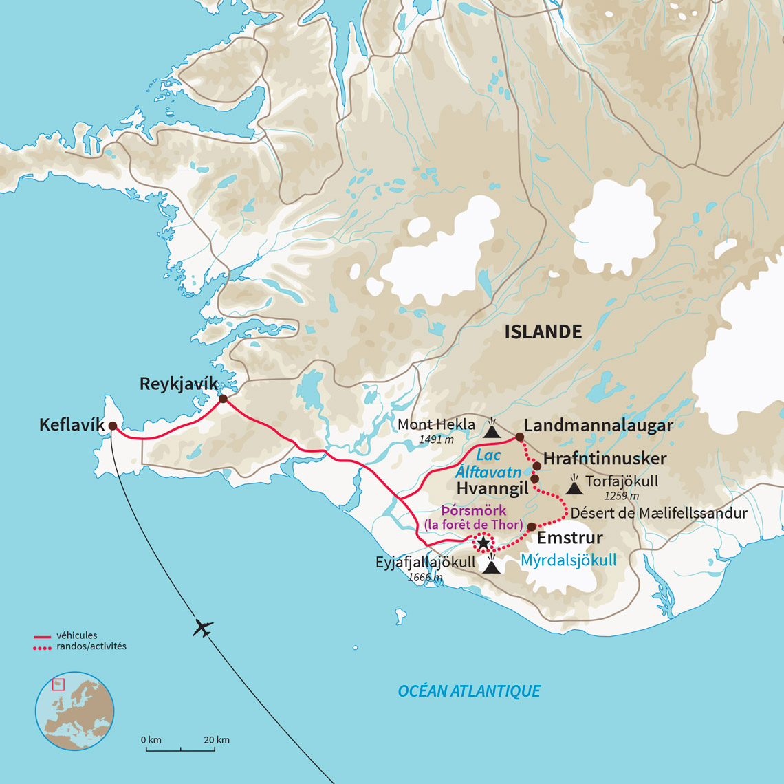 Carte Islande : Laugavegur, la magie islandaise 