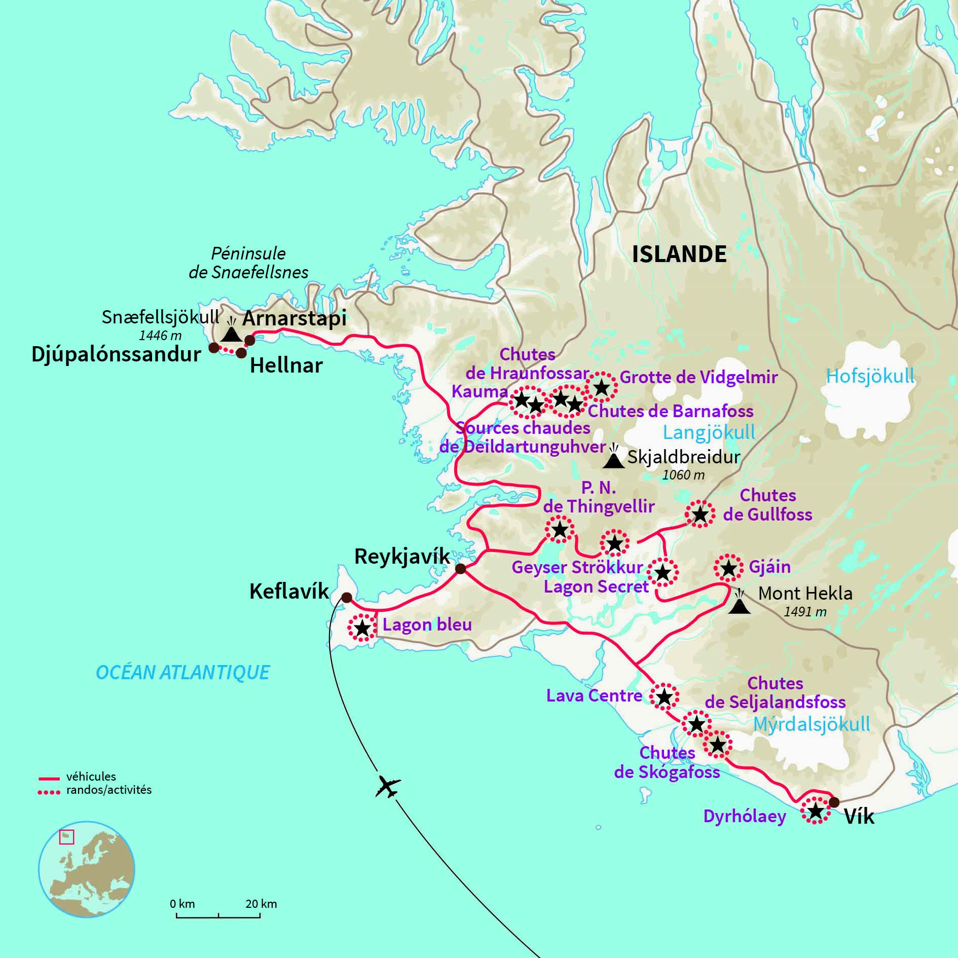 Carte Islande : Elfes, feu et glace