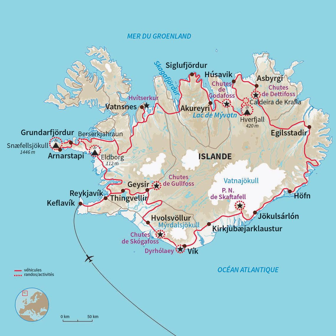 Carte Islande : Le tour de l'Islande