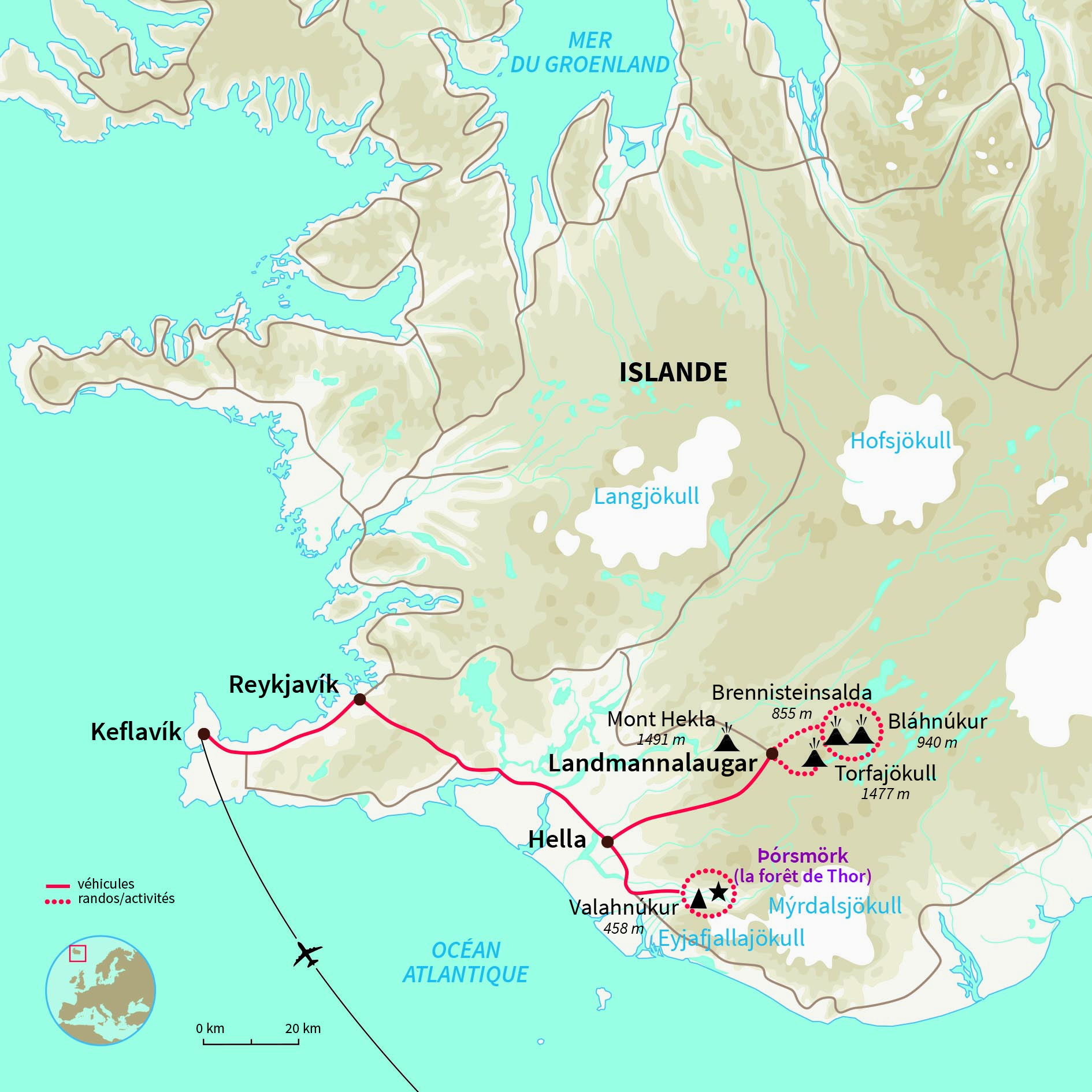 Carte Islande : Merveilles de la côte Sud