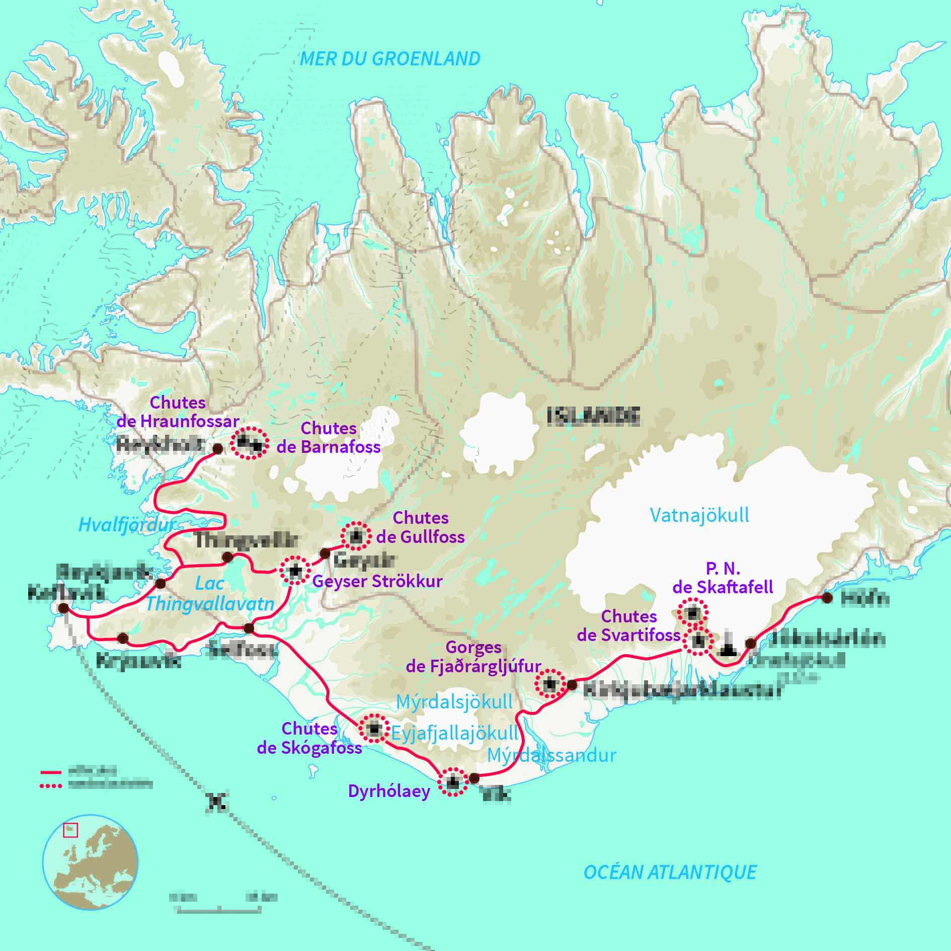 Carte Islande : Road trip sur la côte sud