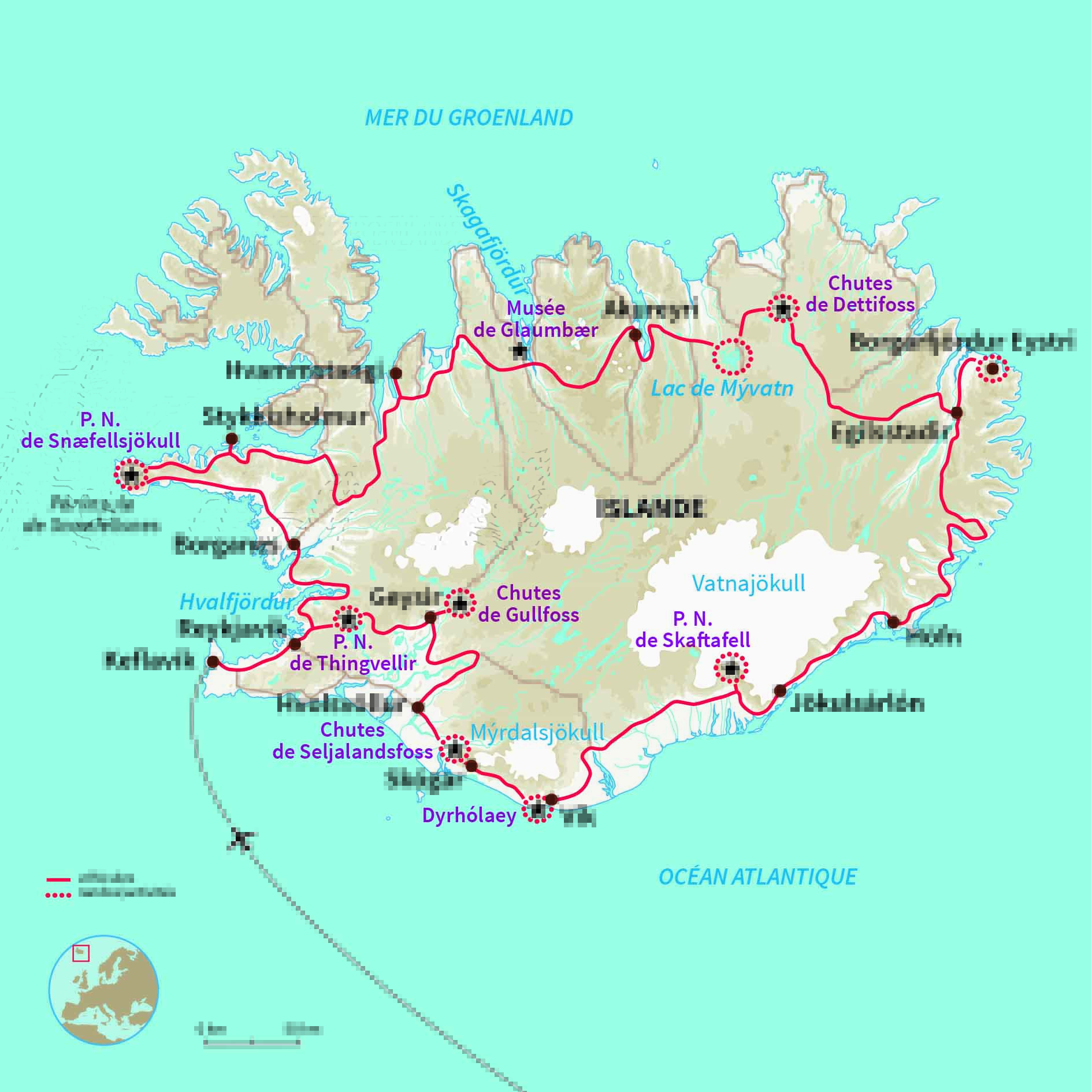 Carte Islande : L'Islande au naturel