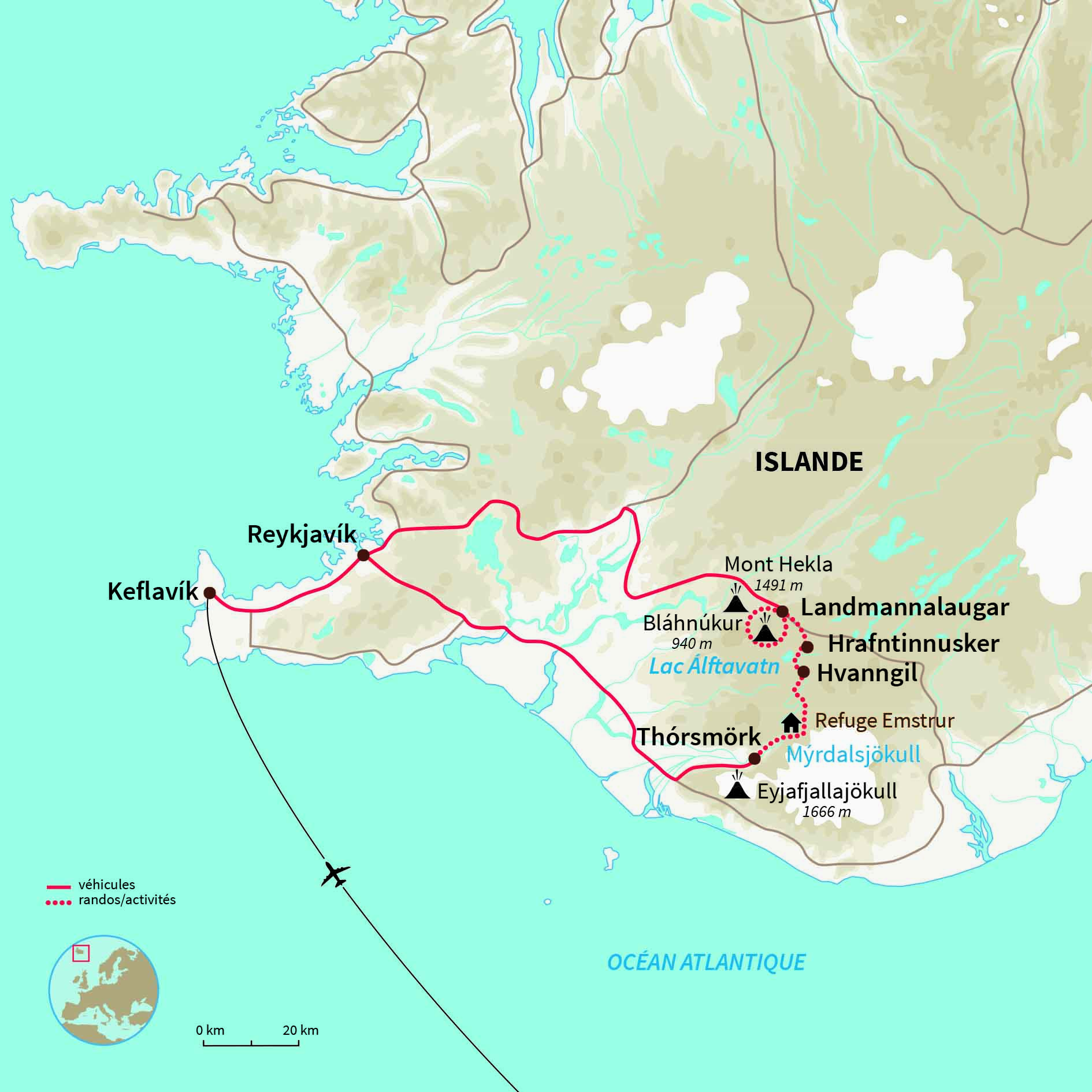 Carte Islande : Le mythique trek du Laugavegur !