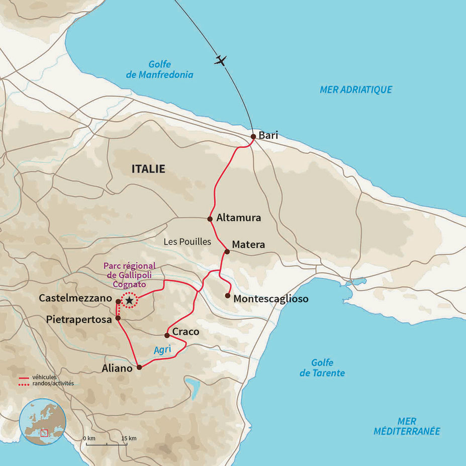 Carte Italie : Trésors naturels et culturels de Basilicate