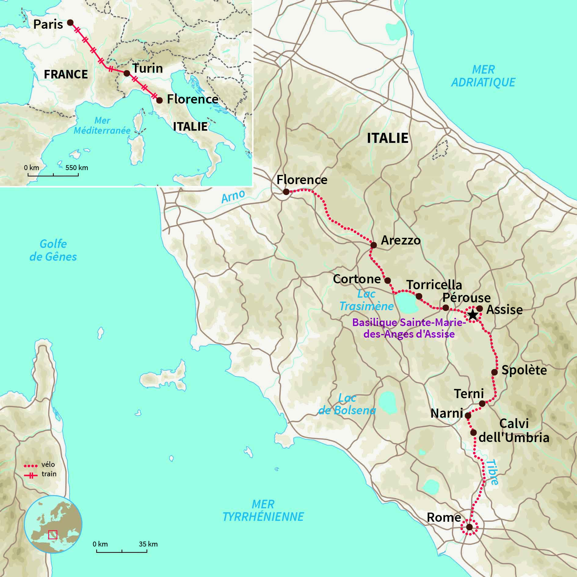 Carte Italie : Tous les vélos mènent à Rome