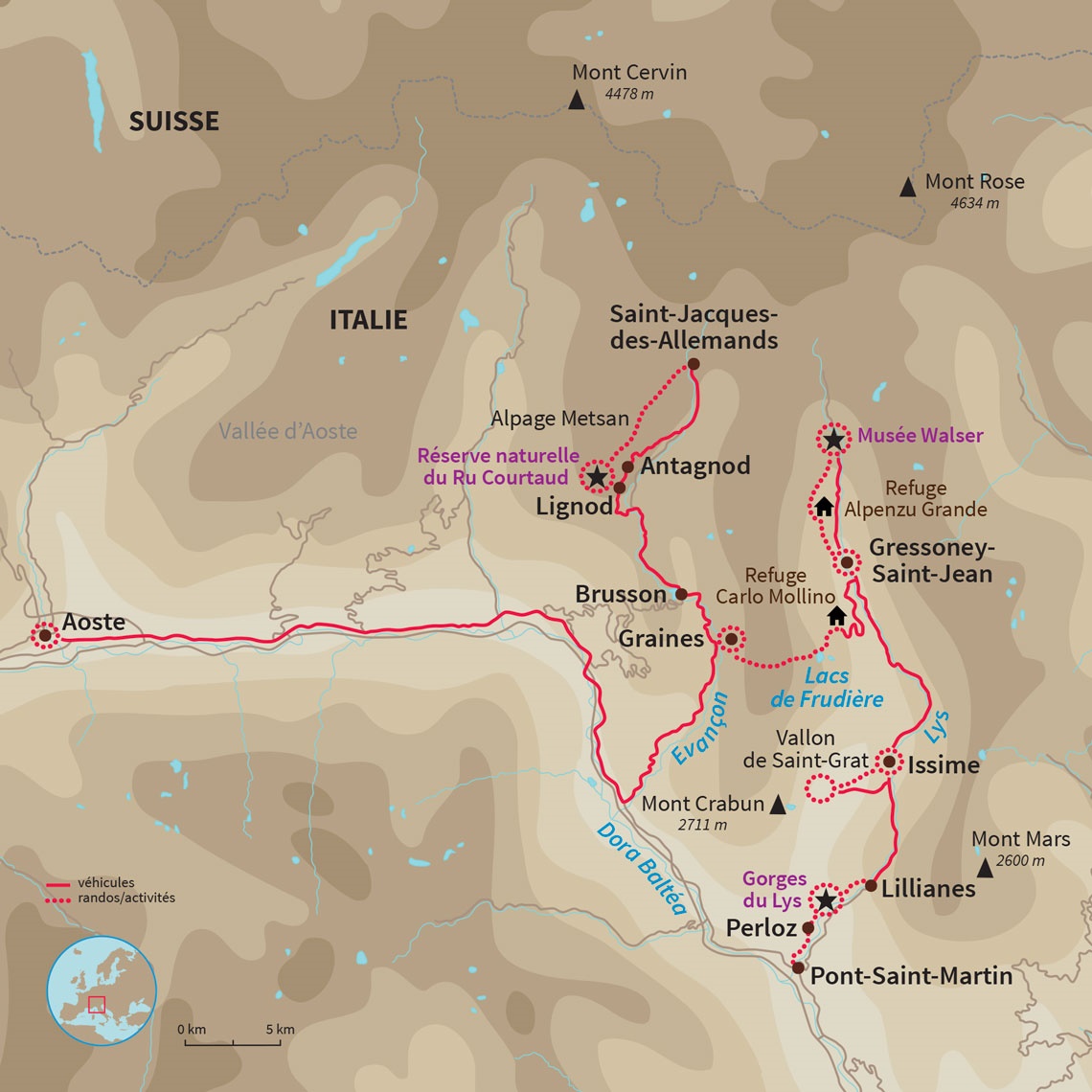 Carte Italie : Au coeur de la Vallée d'Aoste