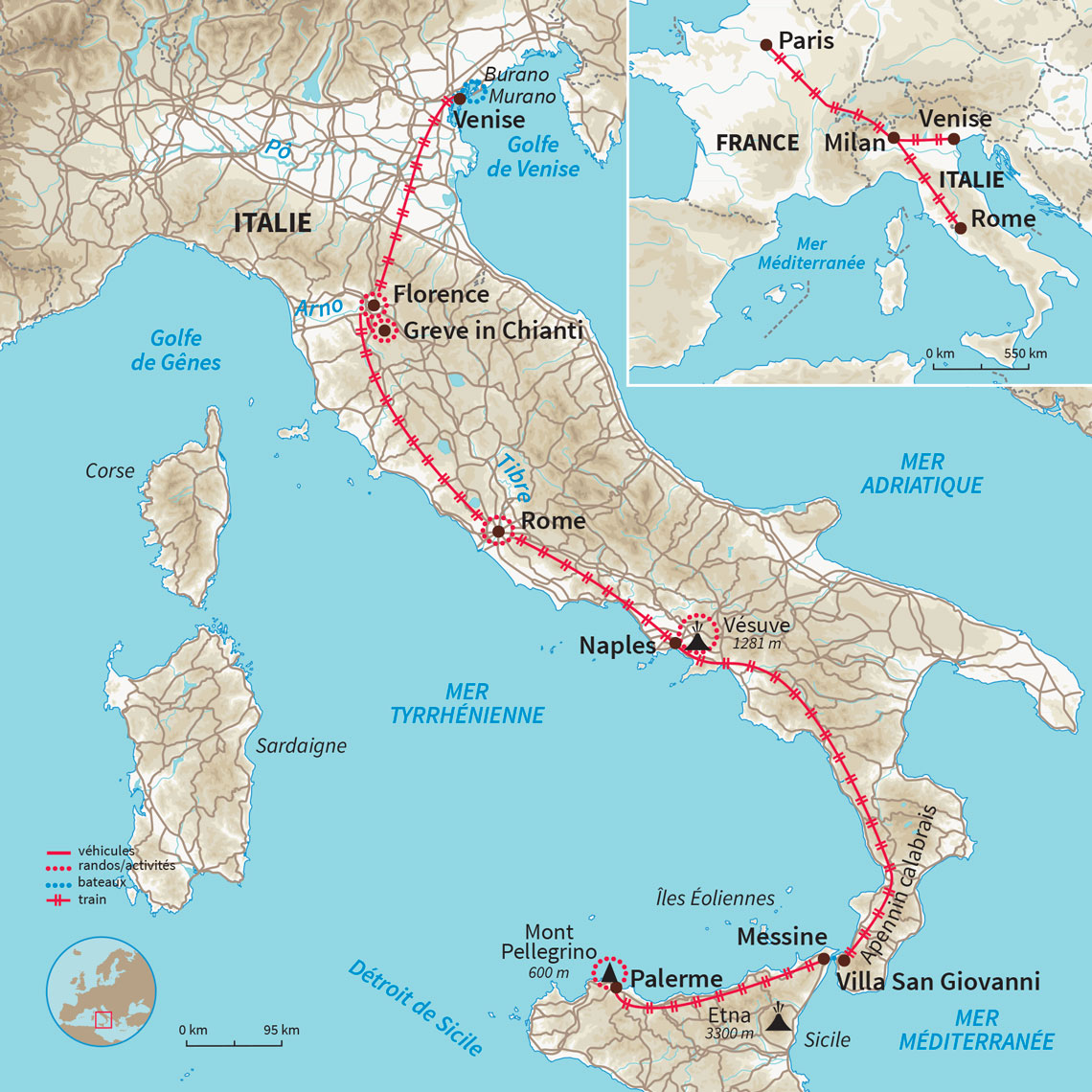 Carte Italie : La grande Aventure Italienne (A/R en train)