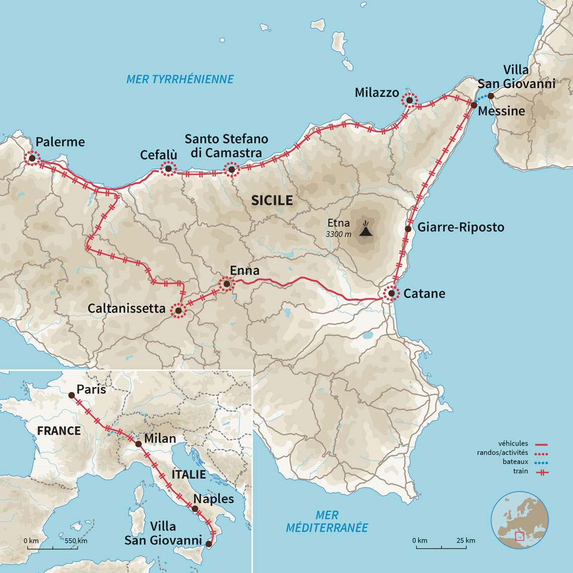 Carte Italie : Trainquille en Sicile 