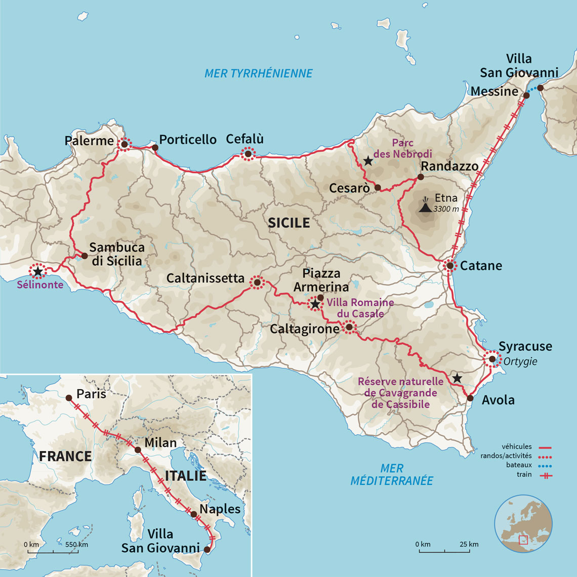 Carte Italie : Dans le rétro, la Sicile