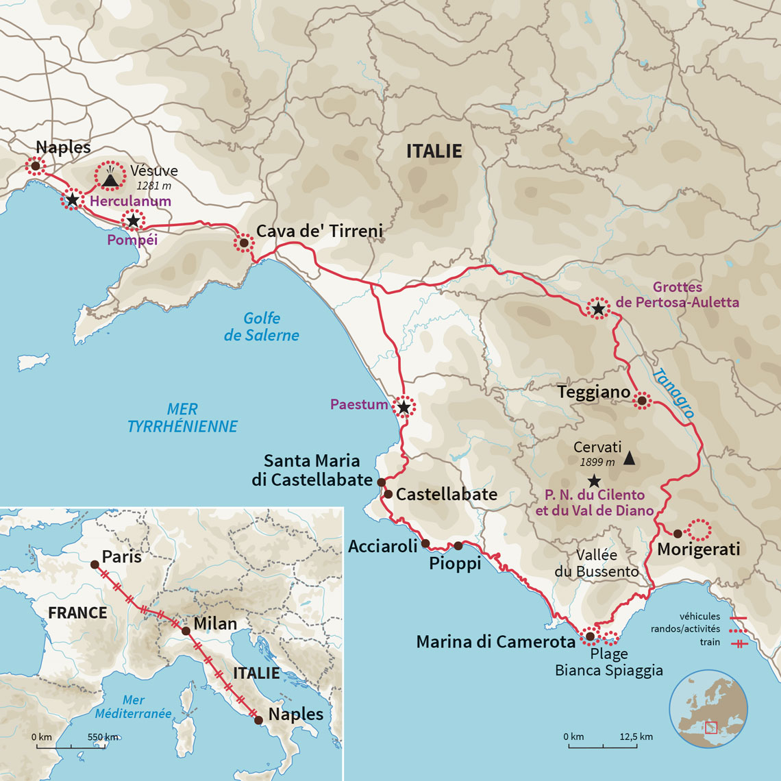 Carte Italie : Un van, le Vésuve et vous