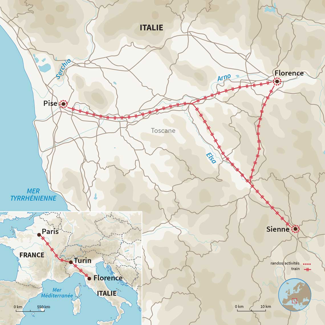 Carte Italie : Toscane, fast & curious