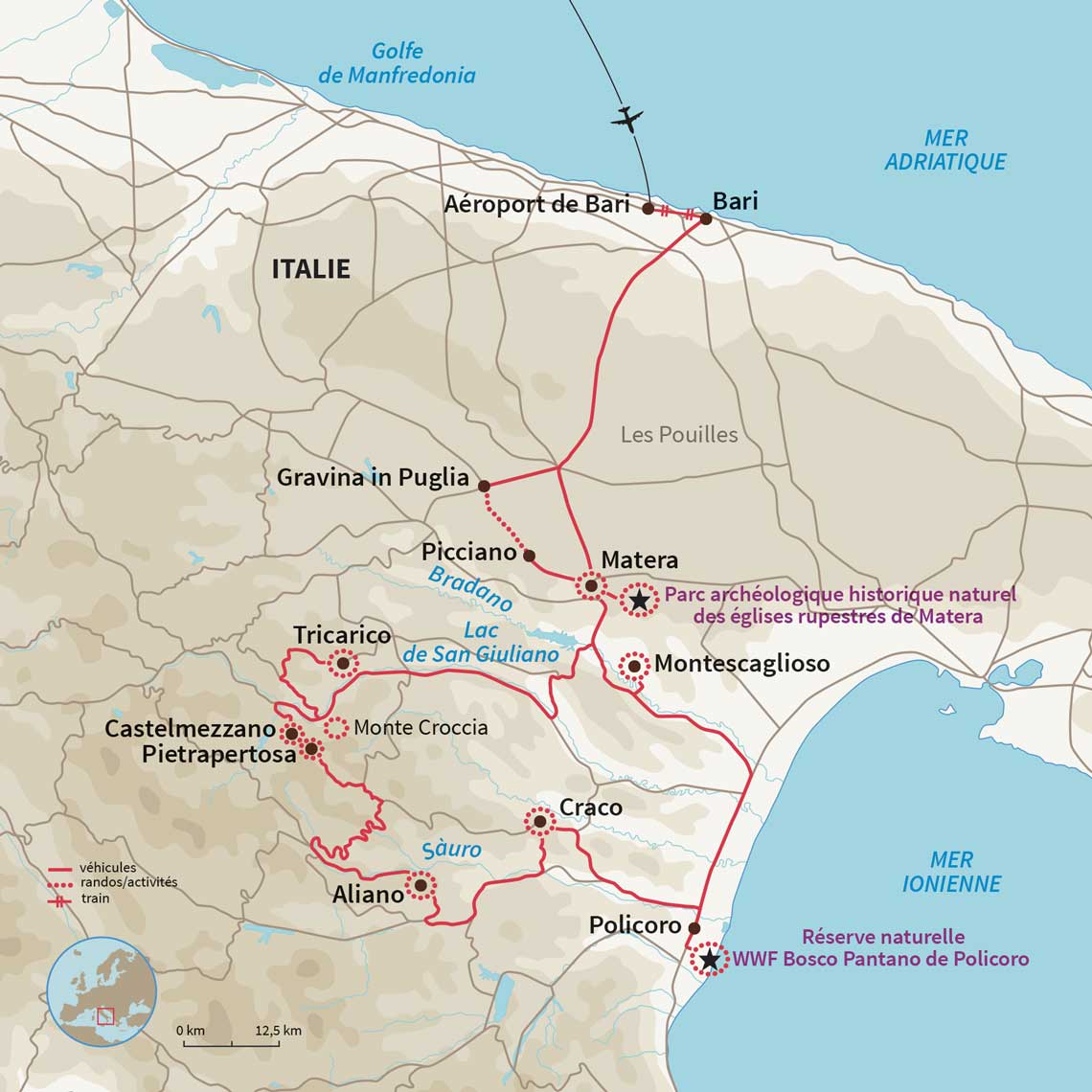 Carte Italie : Trésors naturels et culturels de Basilicate