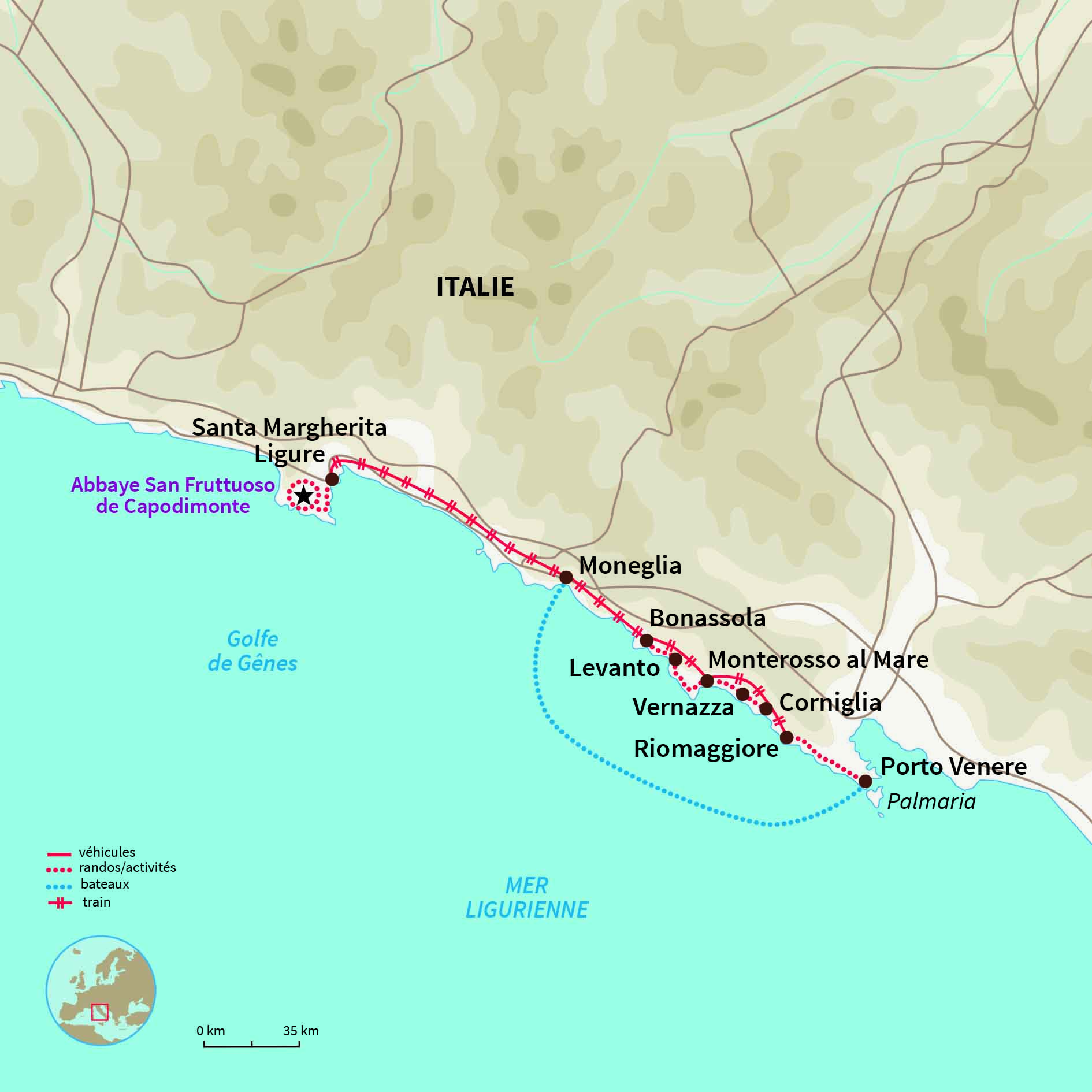 Carte Italie : Bol d'air dans les Cinque Terre