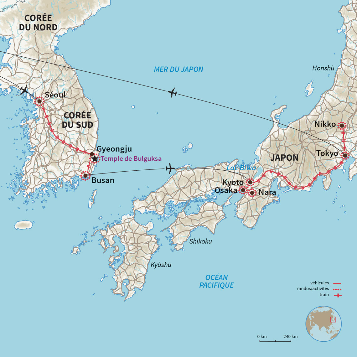 Carte Japon : Best of Corée et Japon version confort